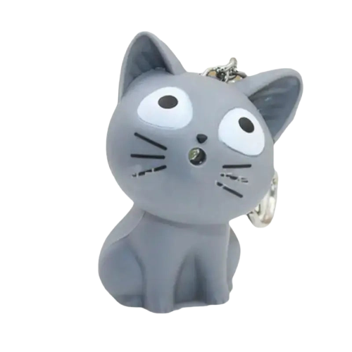 Porte-clés Chat: Illumine Et Miaule Lorsqu’on Appuie! Chat Gris Transparent Background