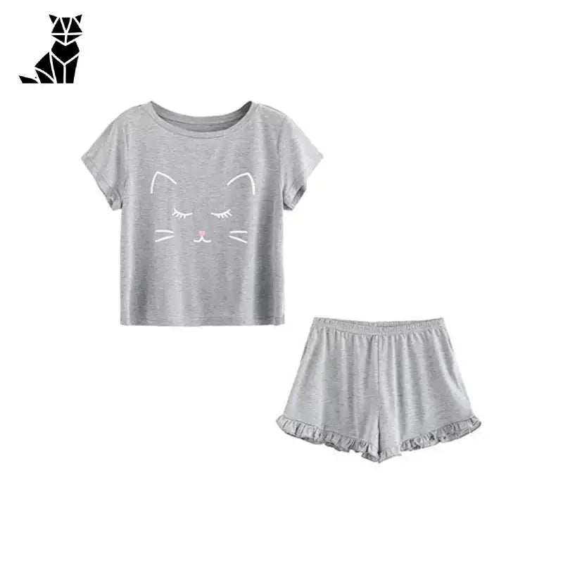 Adorable Pyjama Chat Pour Des Moments Cocooning Avec Votre Félin - Gris / s