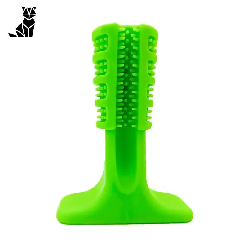 Brosse à dents pour chien Jouet de nettoyage en caoutchouc : Brosse en plastique verte avec manche