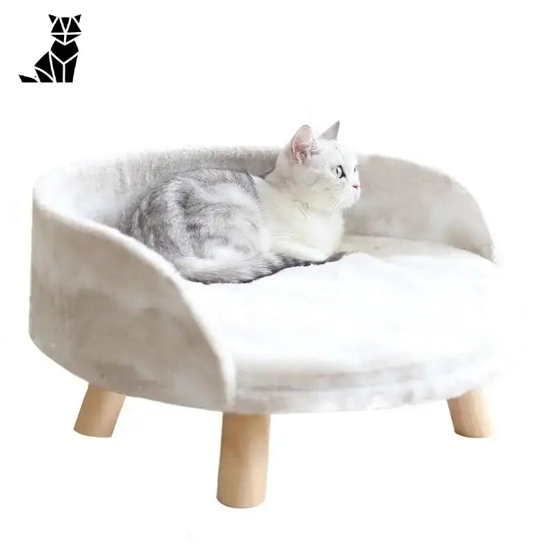 Canapé Douillet En Bois Pour Le Sommeil Confortable De Votre Chat - 35x35x30cm