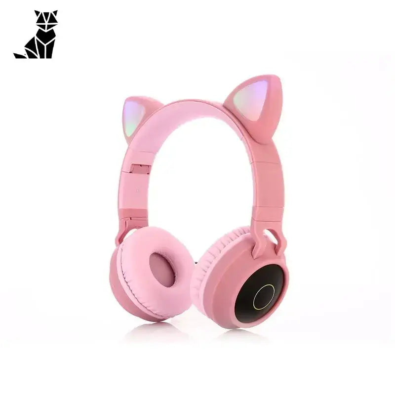 Casque Audio Oreilles De Chat Avec Sortie Usb Lumineuse - Rose