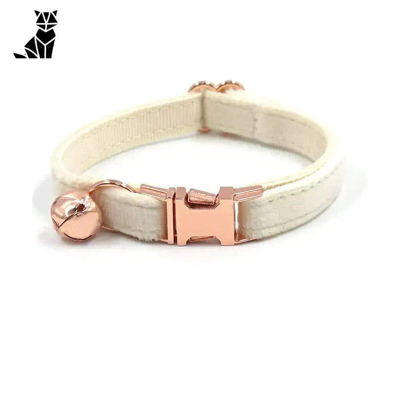 Magnifique collier pour chien en cuir blanc avec fermoir en or rose, parfait pour votre chat