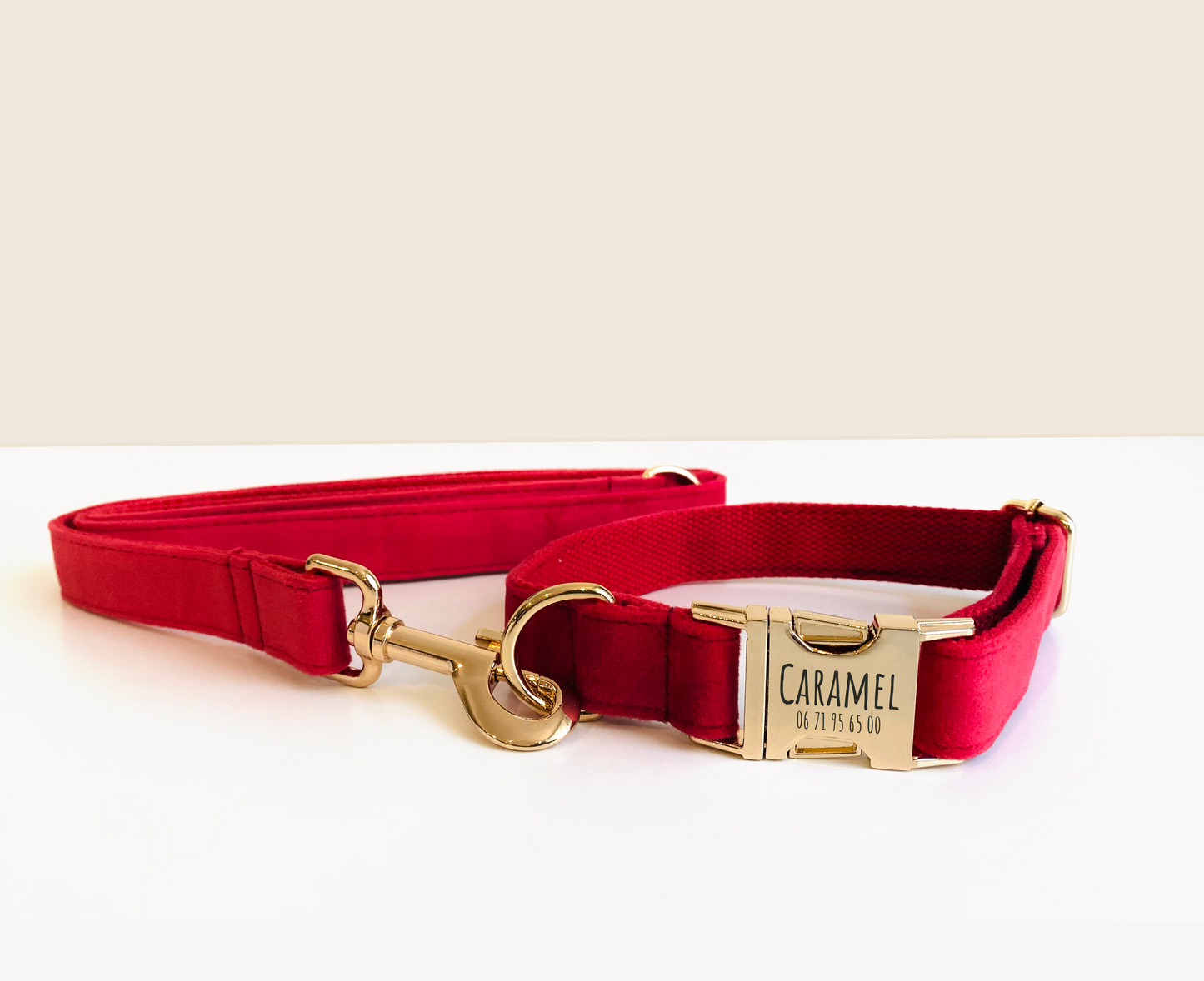 Collier Chien Personnalisé Velours Rouge