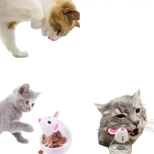 Distributeur de nourriture interactif pour chat : Un chat qui améliore l’heure des repas grâce à la nourriture interactive, avec une cloche pour plus d’amusement Transparent Background