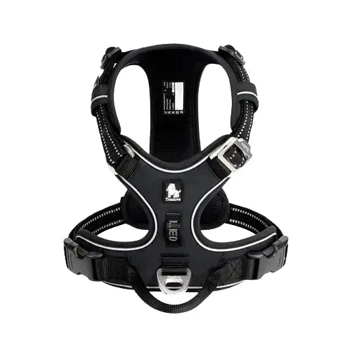 Harnais pour chien Truelove Country - noir avec rayures blanches, harnais confortable et élégant Transparent Background