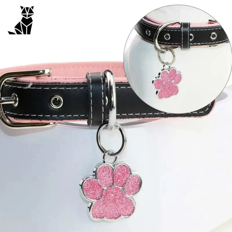 Collier rose avec boucle en métal pour chien, idéal pour médaille personnalisée et gravure