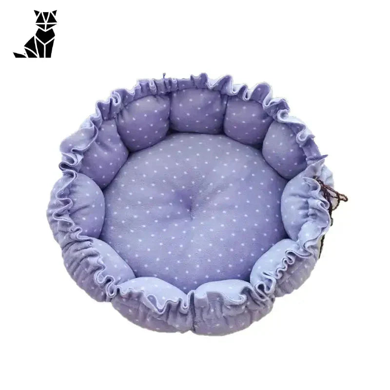 Lit pour chien Cozy Cat Nest bleu à pois blancs - nid douillet ultime pour un confort suprême