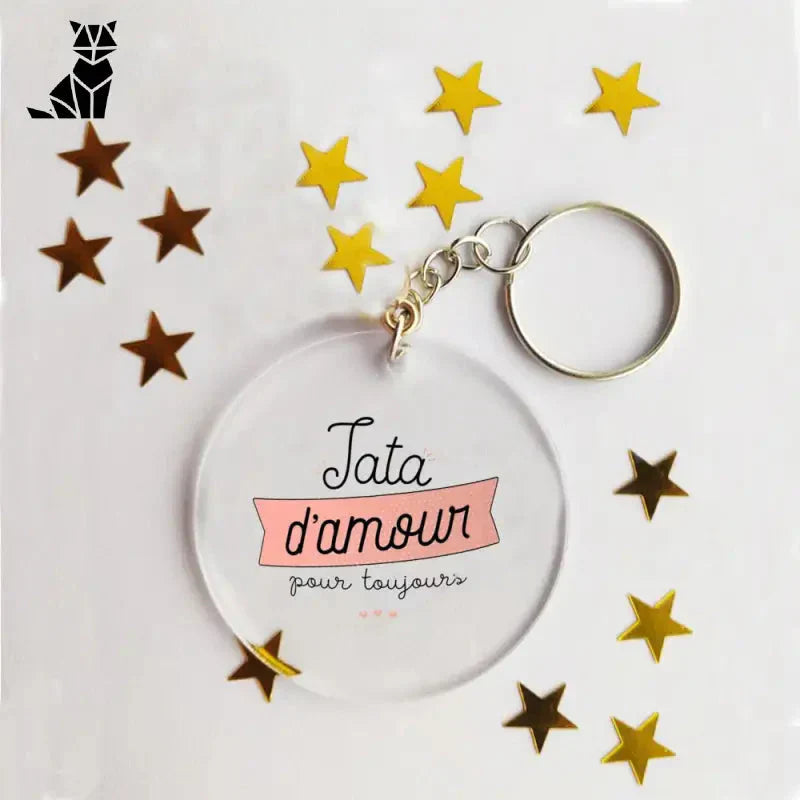 Porte-clés française en acrylique avec design étoile - Accessoire chic et culturel