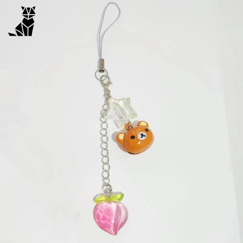 Porte-clés Kawaii inspiré de la pêche et des animaux : Porte-clés avec boucles d’oreilles en forme de cœur et de fleur