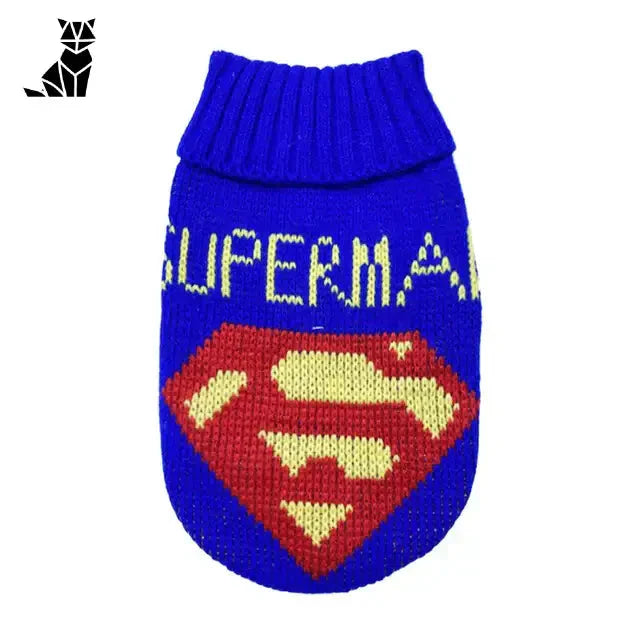 Pull Superman pour chien dans ’Pull de Noël pour chats : Facile à porter et style festif’